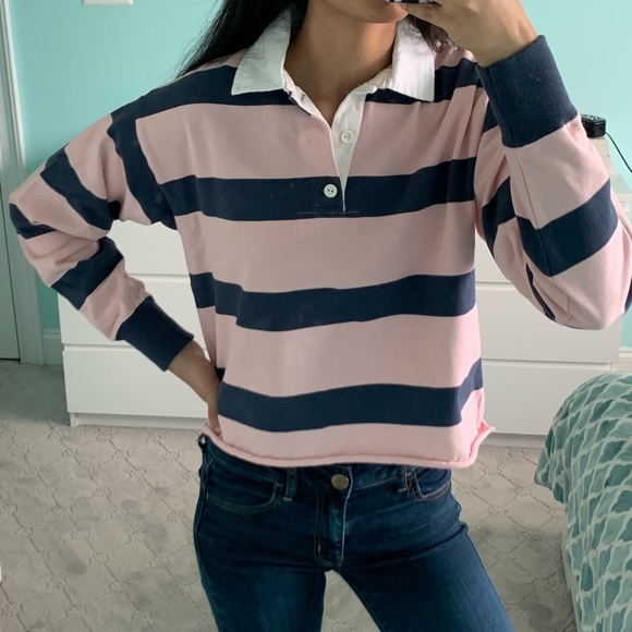 cropped striped polo